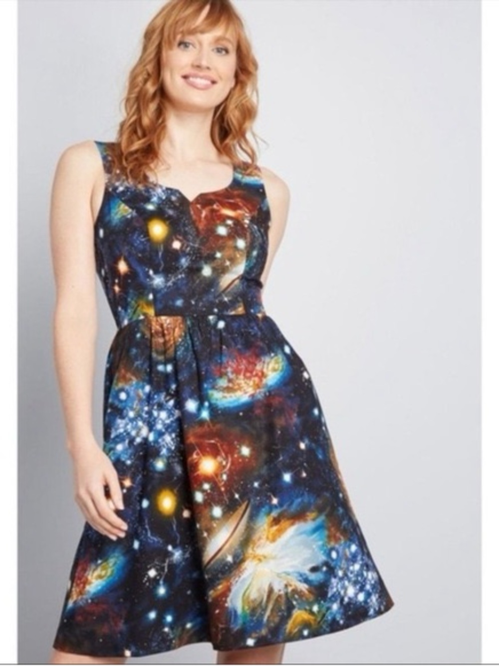 ModCloth Galaxy Universe Sleeveless Skater Dress, with pockets